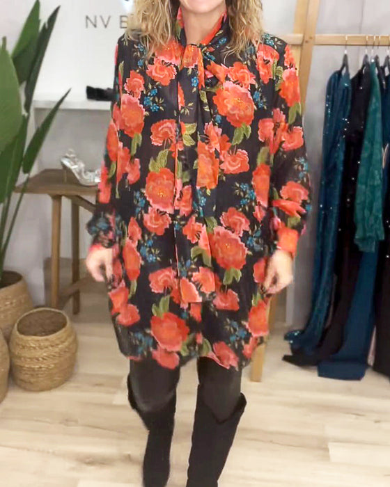 Blouse à motif fleuri et coupe ample