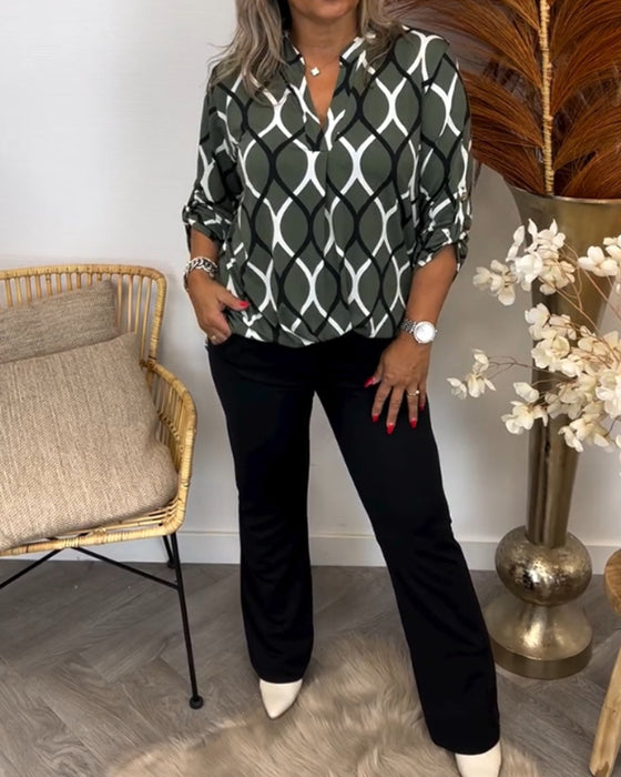 Chemisier décontracté à manches longues et imprimé