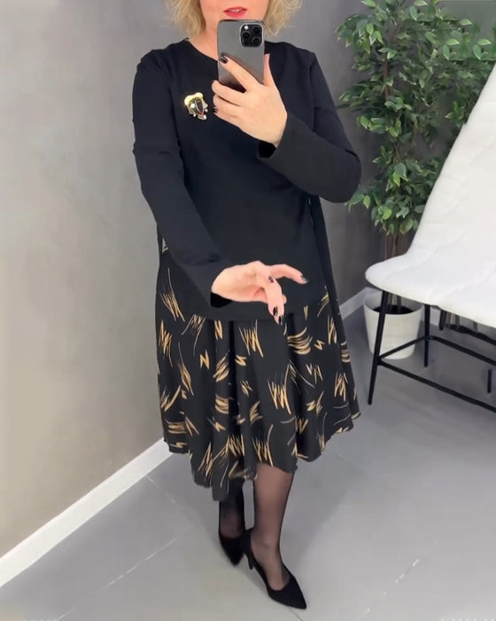 Robe décontractée à imprimé ample avec col rond