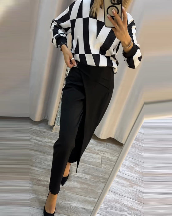 Sweat-shirt ras du cou à imprimé V