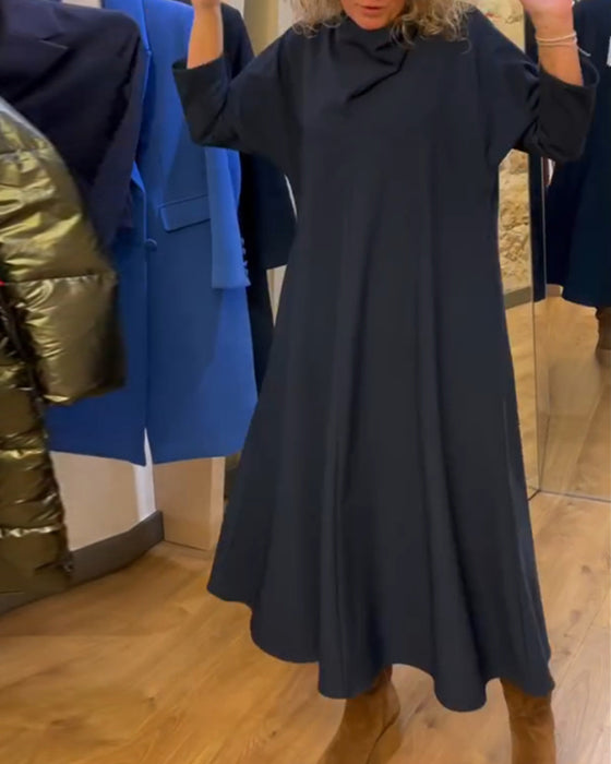 Robe décontractée avec poche de couleur unie