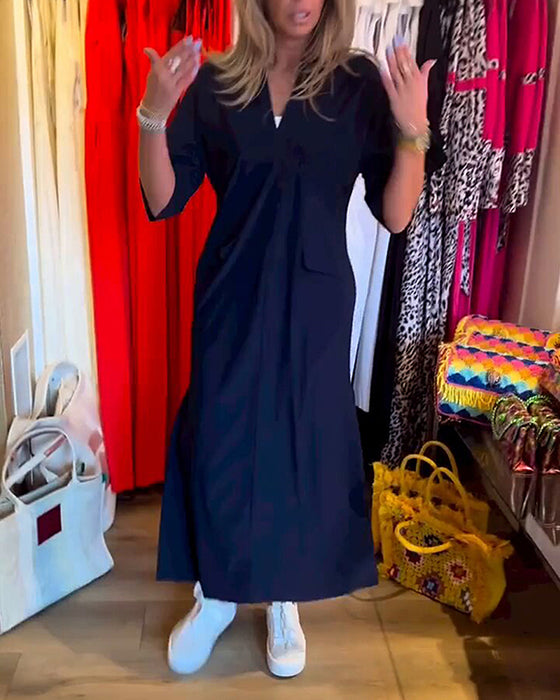 Robe à poches et col en v