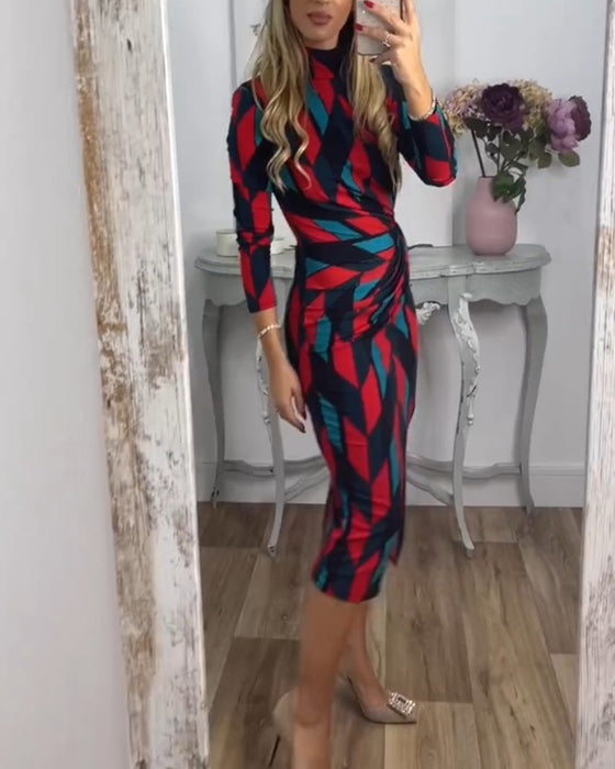 Robe fendue à imprimé losanges