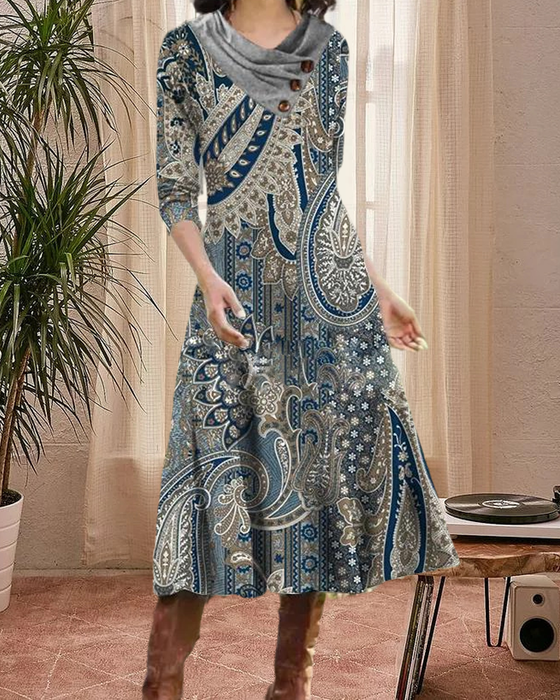 Robe midi à imprimé cachemire