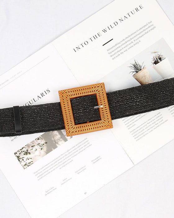 Ceinture élastique pour femme tissée d'herbe