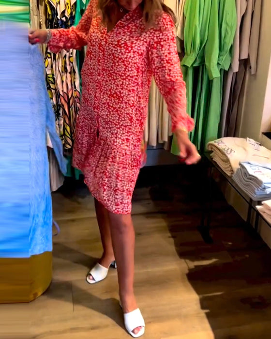 Robe à col en V et imprimé floral