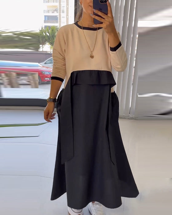 Robe décontractée avec poches patchwork