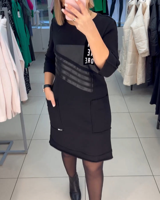 Robe droite imprimée avec poche