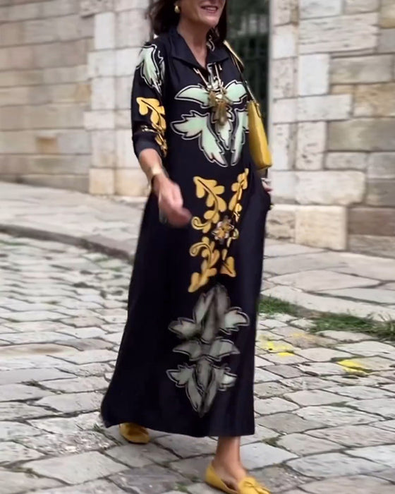 Robe de mode imprimée à revers