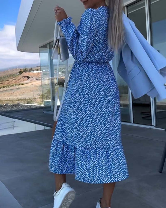 Robe patchwork fleurie col V