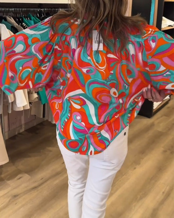 Chemise ample imprimé urbain