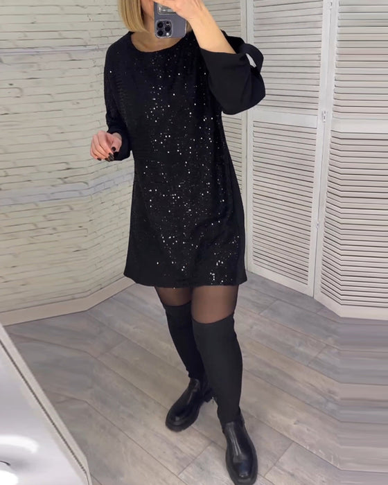 Robe à manches froncées et sequins