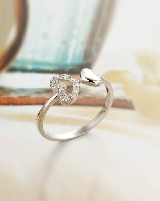 Bague découpe double coeur