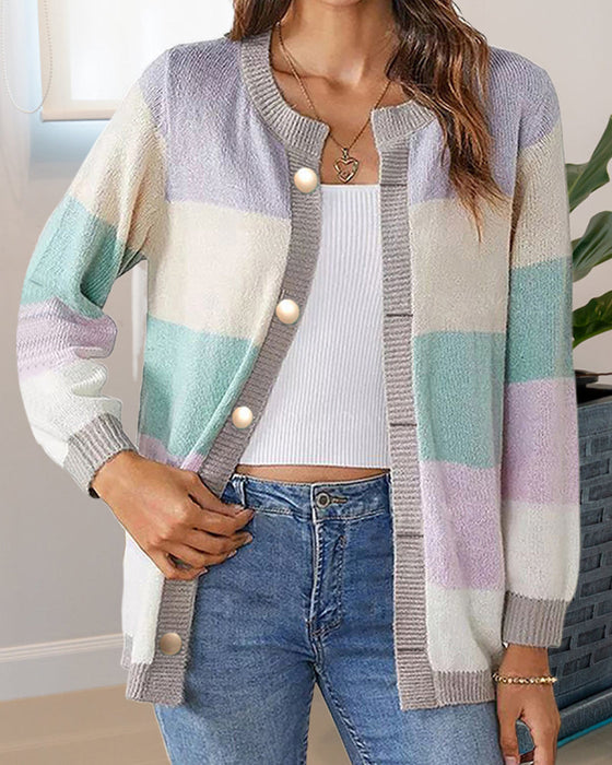 Cardigan colorblock pour kvinner