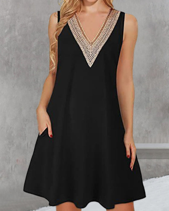 Robe décontractée sans manches à col en V