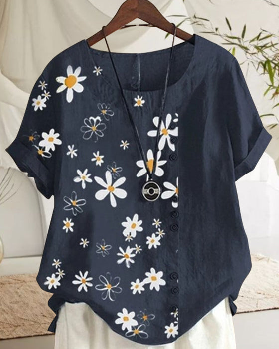 Chemisier ample à manches courtes en coton