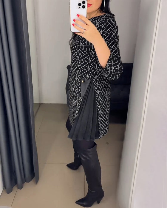 Robe imprimée ligne col rond