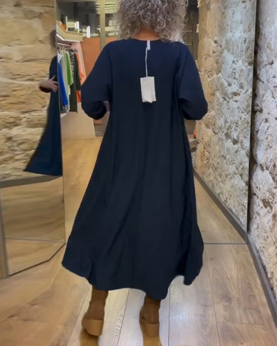 Robe décontractée avec poche de couleur unie