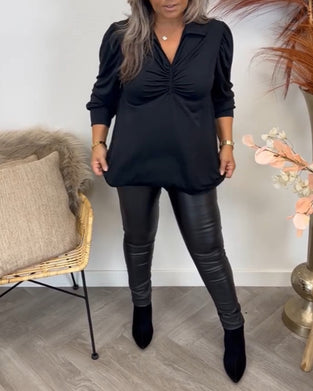 Chemisier à col V et plis