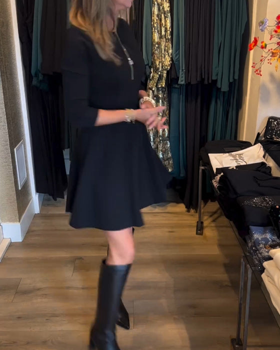 Robe élégante à fermeture éclair de couleur unie