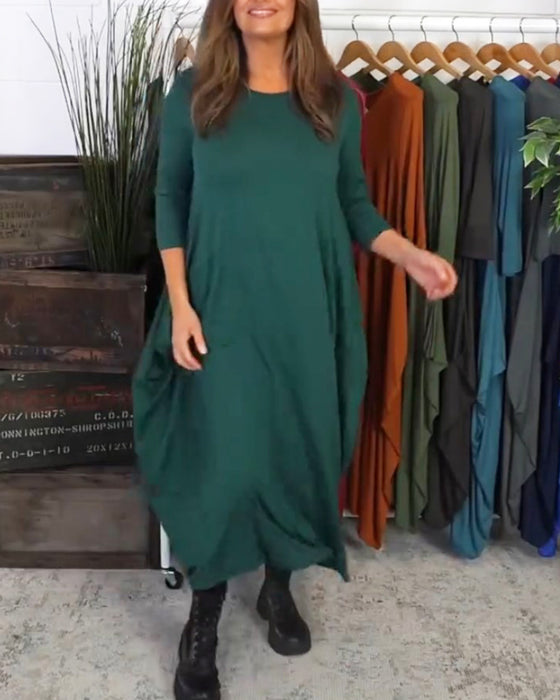 Robe décontractée simple de couleur unie