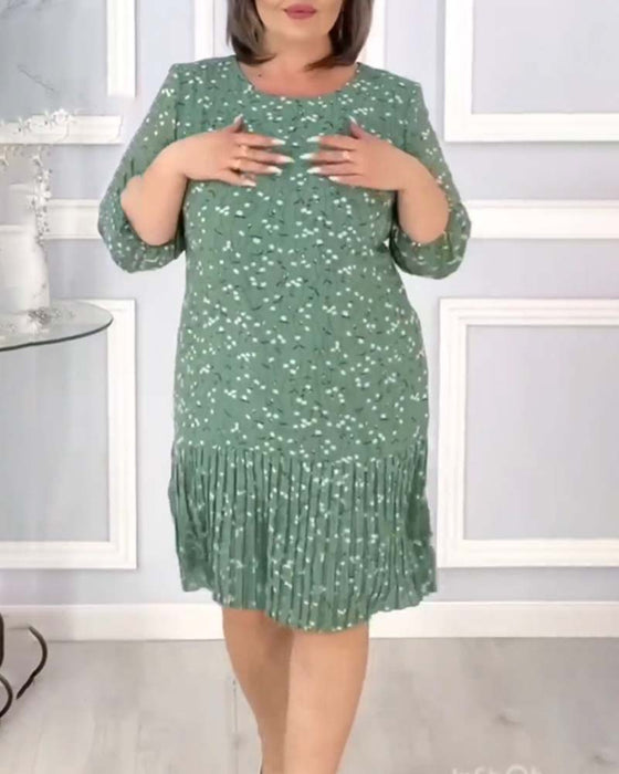 Robe imprimée plissée élégante patchwork