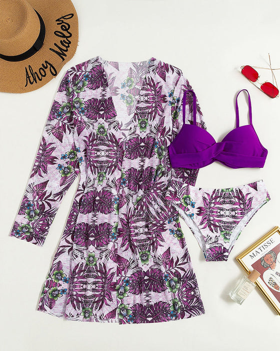 Bikini trois pièces fendu