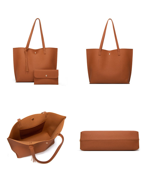 Capacité avec sac à bandoulière à pampilles de couleur unie avec grand