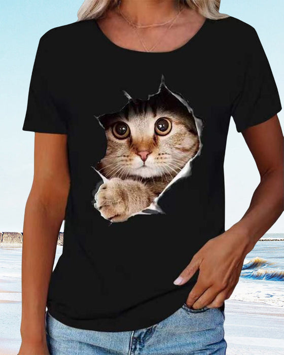 T-shirt avec imprimé chat