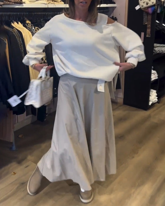 Sweat-shirt simple à épaules dénudées