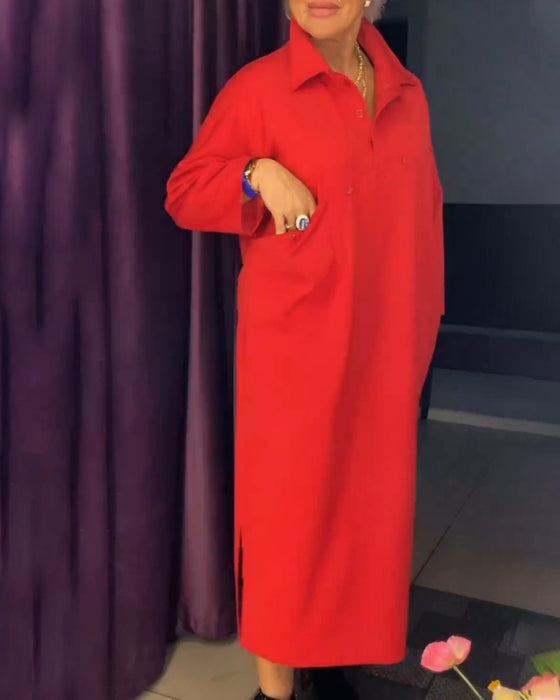 Robe à coupe décontractée et col chemise