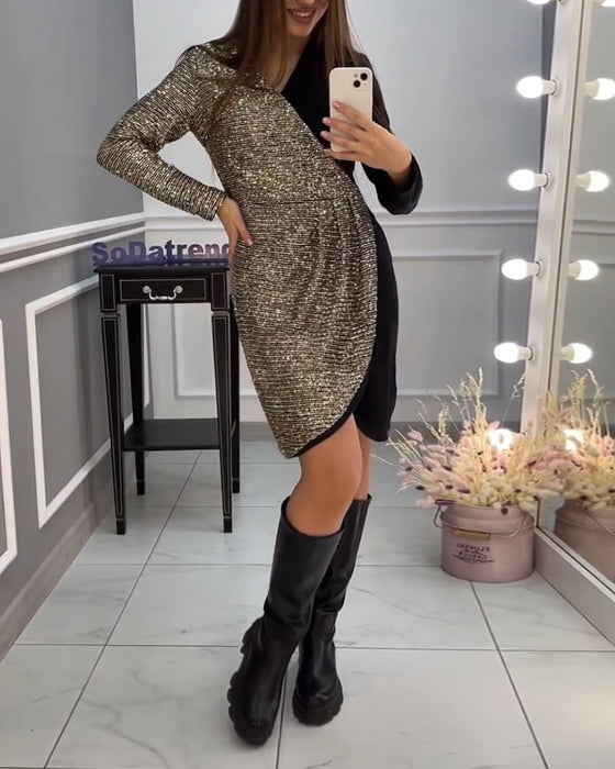 Robe à double patchwork et paillettes