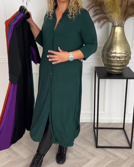 Robe chemise unie boutonnée