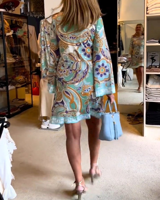 Robe à col rond et imprimé