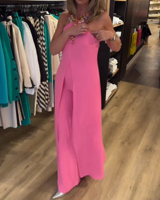 Ensemble deux pièces de couleur unie avec fente au col licou