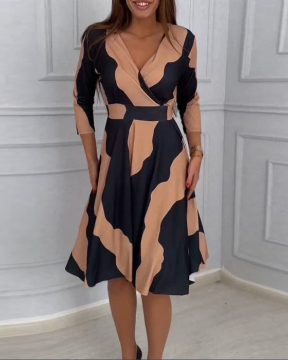 Robe vintage A-line avec imprimé