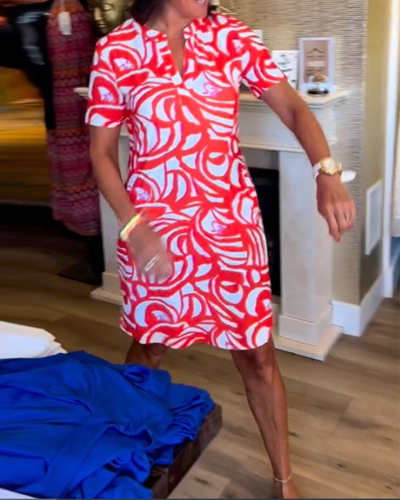 Robe imprimée décontractée à manches courtes