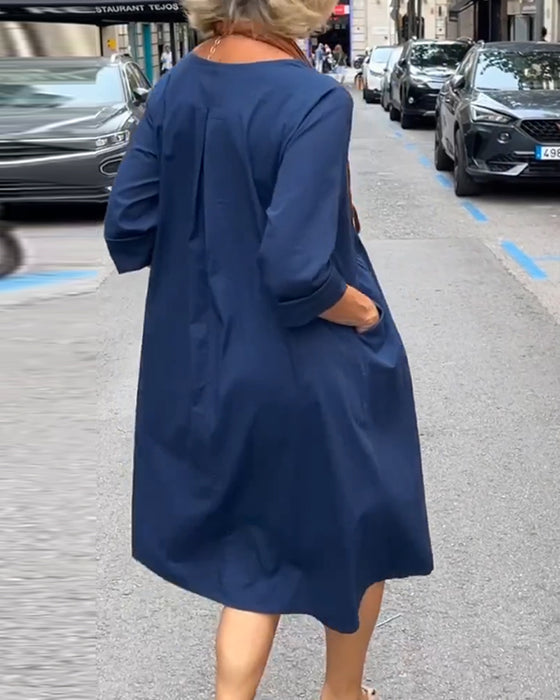Robe de cou rond avec des poches