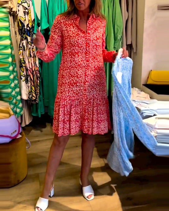 Robe à col en V et imprimé floral