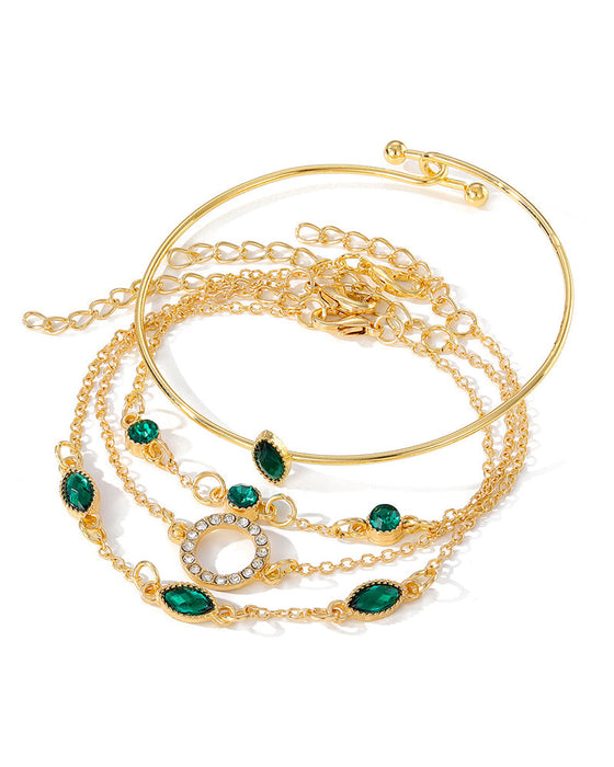 Ensemble de quatre bracelets en strass en forme de losange circulaire