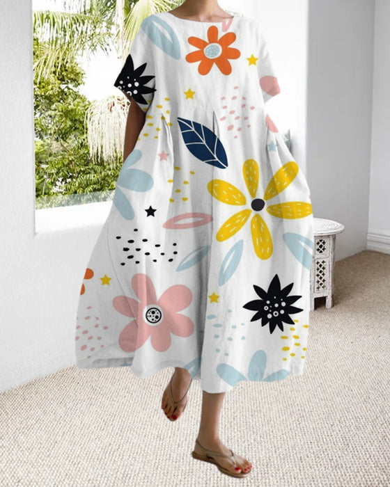 Robe ample imprimée à manches courtes