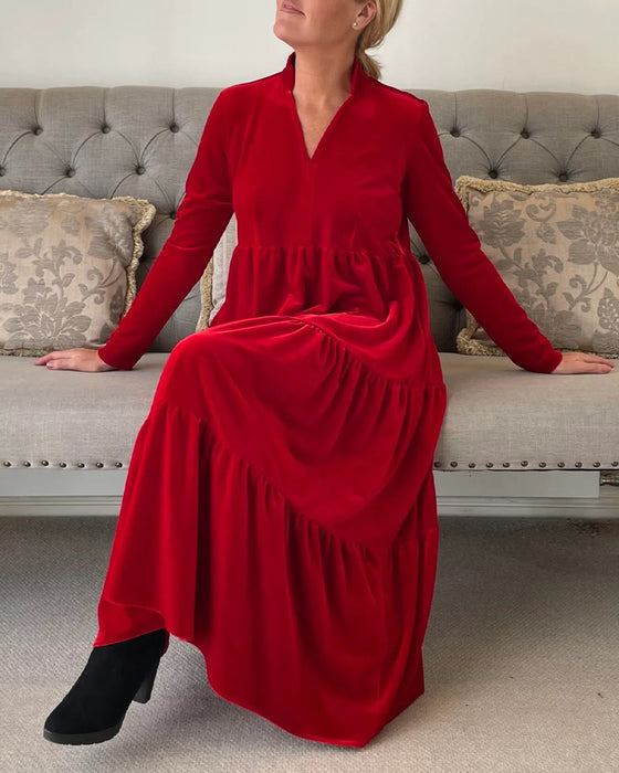 Robe avec col en V et empiècements