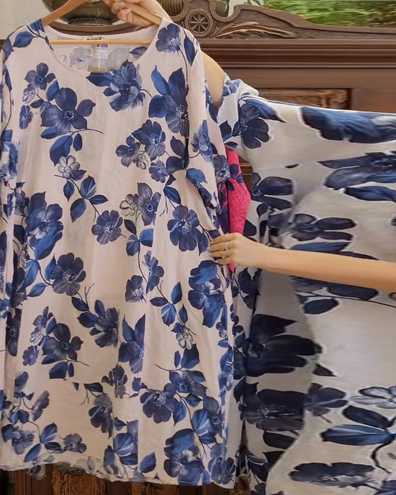 Robe décontractée avec poche à imprimé floral