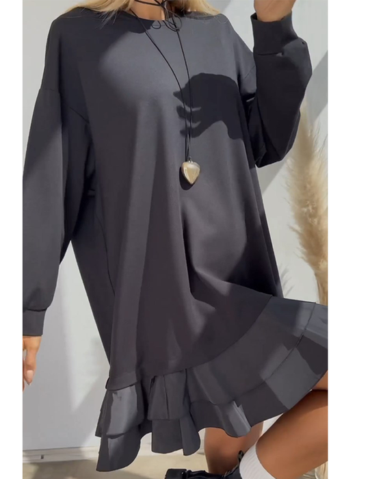 Robe ample de couleur unie avec patchwork