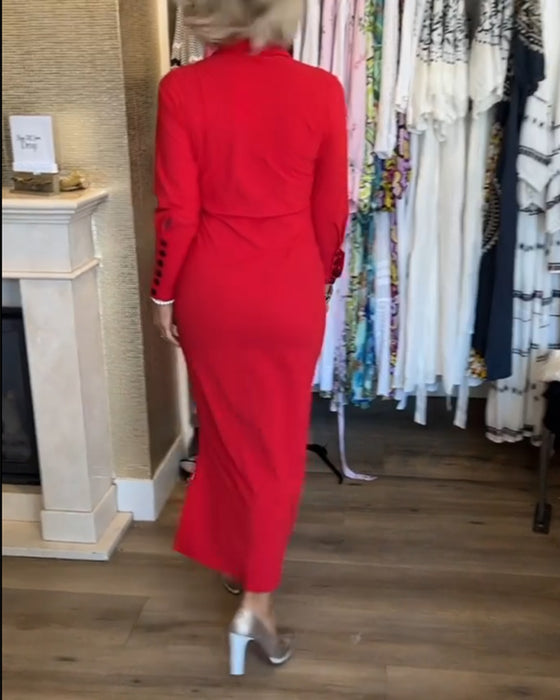 Robe élégante fendue de couleur unie