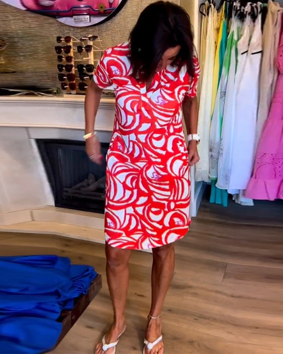 Robe imprimée décontractée à manches courtes