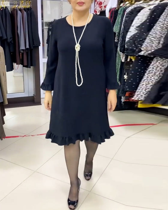 Robe unie à volants patchwork