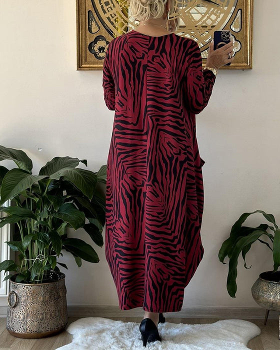 Robe ample et décontractée avec impression et poche