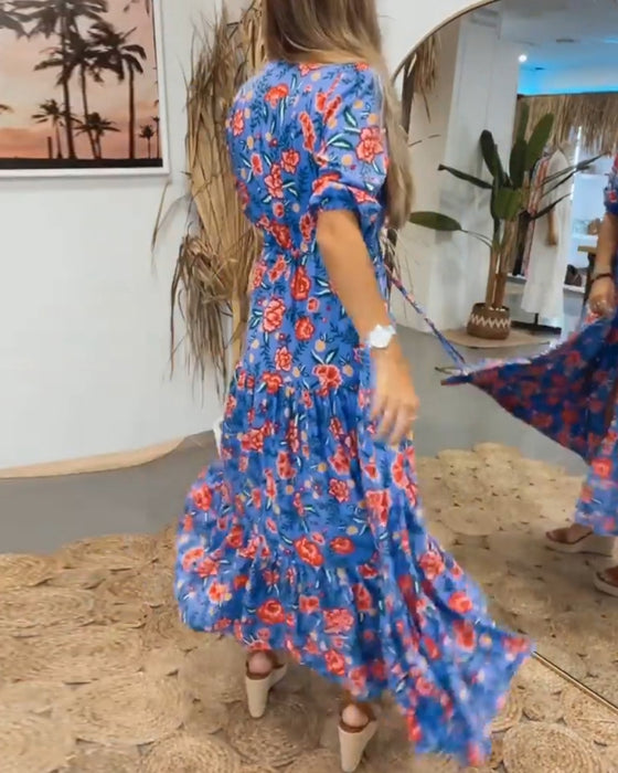 Robe à imprimé roses et fentes