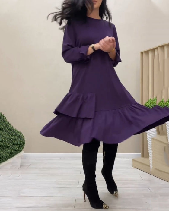 Robe mi-longue à volants